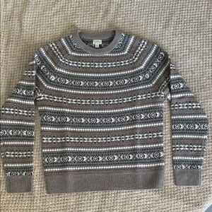 J. Crew Gray 100% Merino Wool Crewneck Sweater